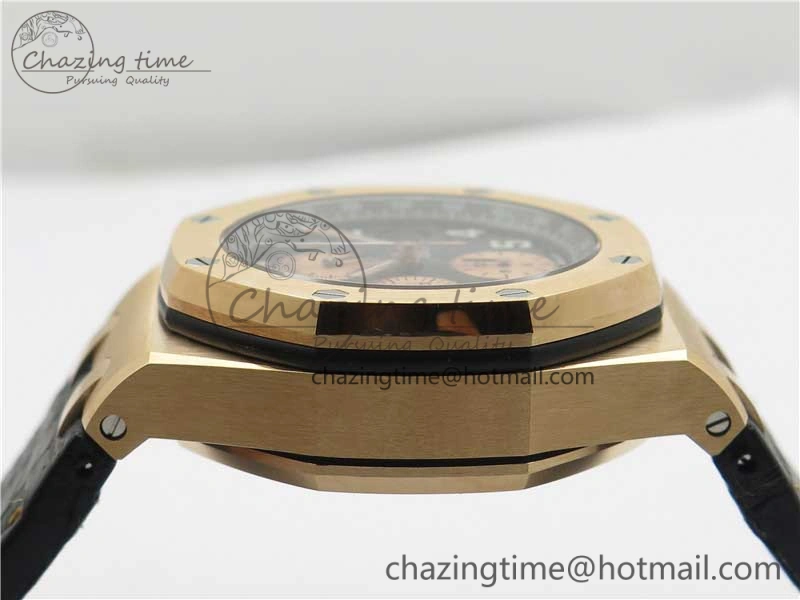 Royal Oak Offshore 2019 Gold JF 1:1 Best Edition on Black Leather Strap A3126 V2 w  Cyclops and DW Mod