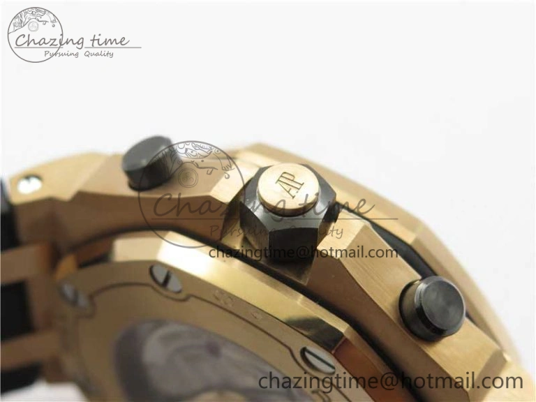 Royal Oak Offshore 2019 Gold JF 1:1 Best Edition on Black Leather Strap A3126 V2 w  Cyclops and DW Mod