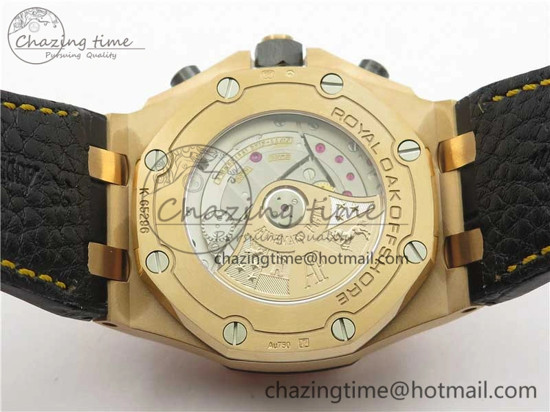 Royal Oak Offshore 2019 Gold JF 1:1 Best Edition on Black Leather Strap A3126 V2 w  Cyclops and DW Mod