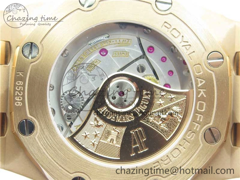 Royal Oak Offshore 2019 Gold JF 1:1 Best Edition on Black Leather Strap A3126 V2 w  Cyclops and DW Mod