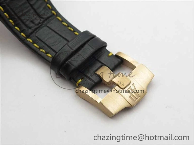 Royal Oak Offshore 2019 Gold JF 1:1 Best Edition on Black Leather Strap A3126 V2 w  Cyclops and DW Mod