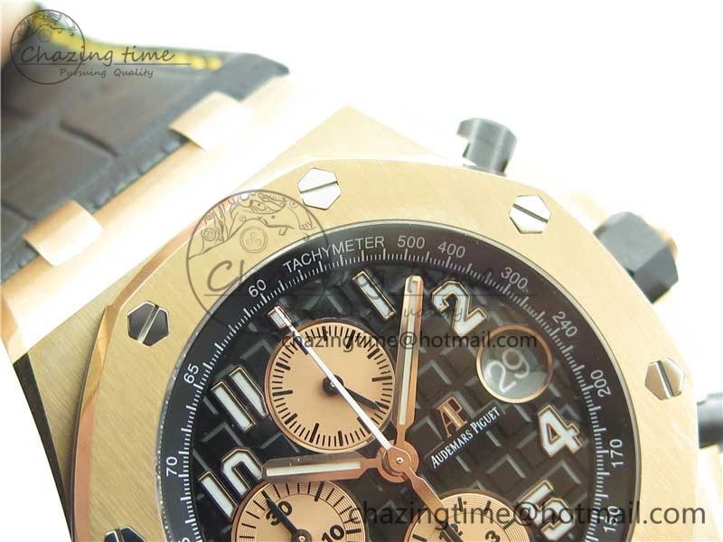 Royal Oak Offshore 2019 Gold JF 1:1 Best Edition on Black Leather Strap A3126 V2 w  Cyclops and DW Mod