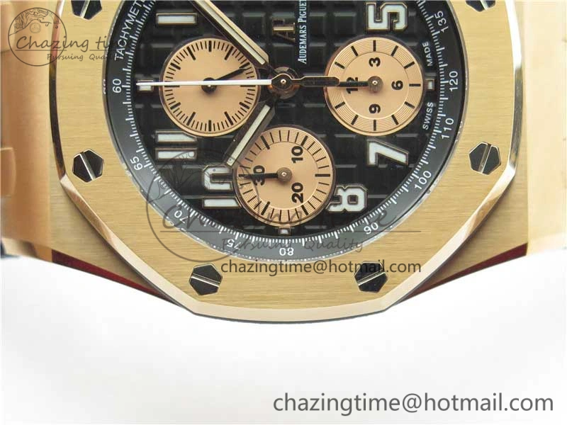 Royal Oak Offshore 2019 Gold JF 1:1 Best Edition on Black Leather Strap A3126 V2 w  Cyclops and DW Mod