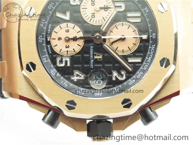 Royal Oak Offshore 2019 Gold JF 1:1 Best Edition on Black Leather Strap A3126 V2 w  Cyclops and DW Mod
