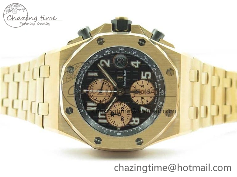 Royal Oak Offshore 2019 Gold JF 1:1 Best Edition on RG Bracelet A3126 V2 w  Cyclops and DW Mod