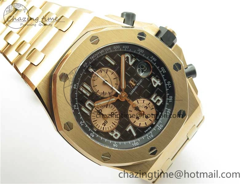 Royal Oak Offshore 2019 Gold JF 1:1 Best Edition on RG Bracelet A3126 V2 w  Cyclops and DW Mod