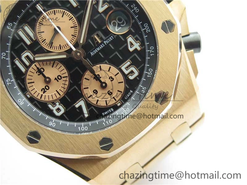 Royal Oak Offshore 2019 Gold JF 1:1 Best Edition on RG Bracelet A3126 V2 w  Cyclops and DW Mod