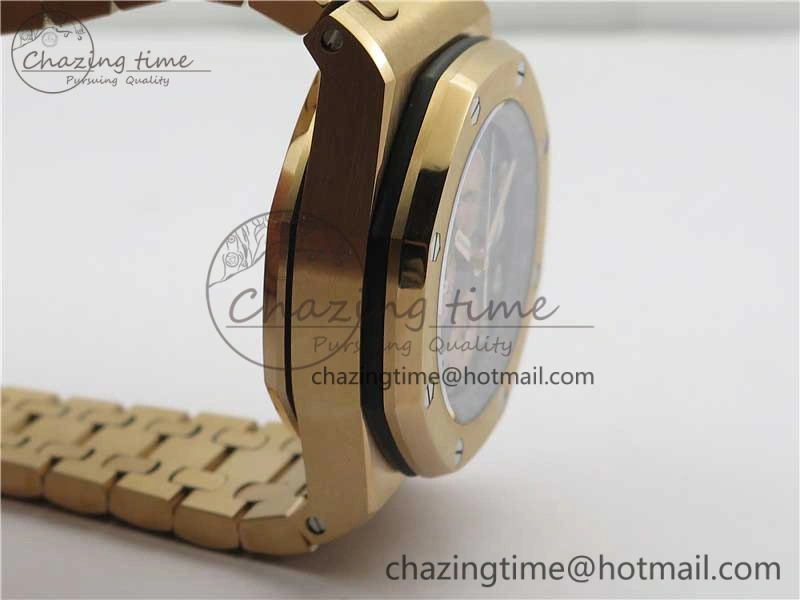 Royal Oak Offshore 2019 Gold JF 1:1 Best Edition on RG Bracelet A3126 V2 w  Cyclops and DW Mod