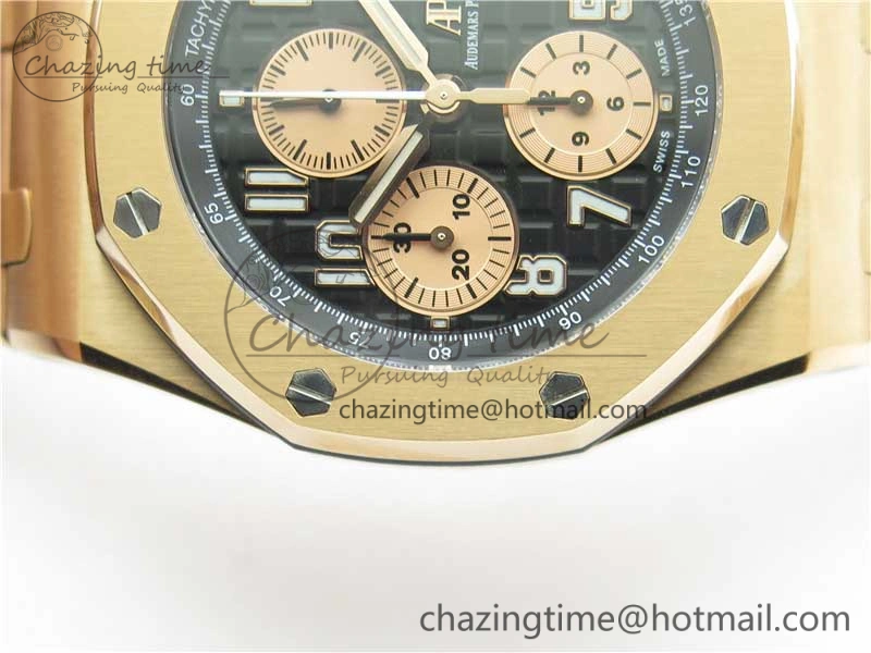 Royal Oak Offshore 2019 Gold JF 1:1 Best Edition on RG Bracelet A3126 V2 w  Cyclops and DW Mod