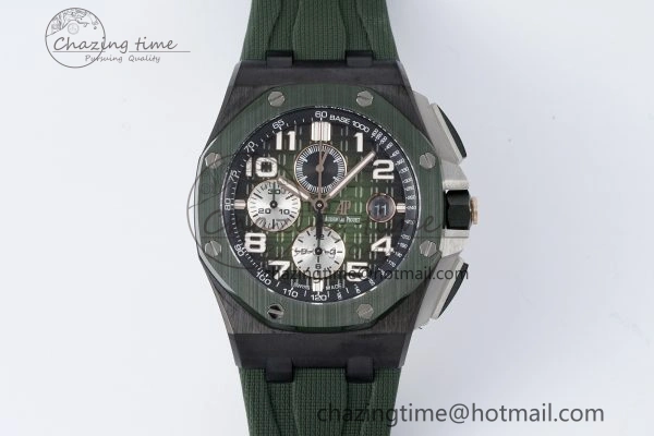 Royal Oak Offshore 2020 44mm APF 1:1 Best Edition Green Ceramic Bezel on Rubber Strap A3126
