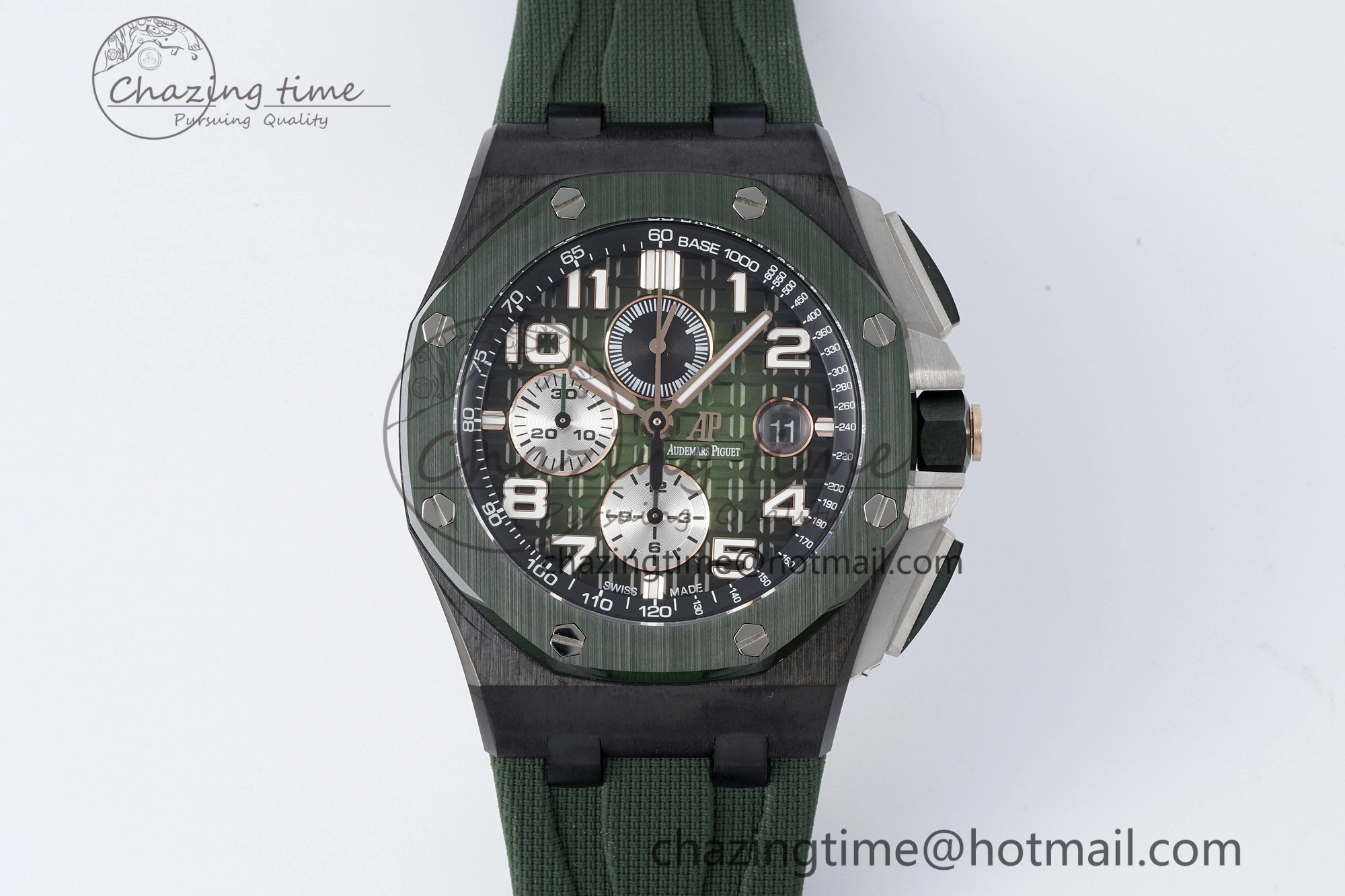 Royal Oak Offshore 2020 44mm APF 1:1 Best Edition Green Ceramic Bezel on Rubber Strap A3126