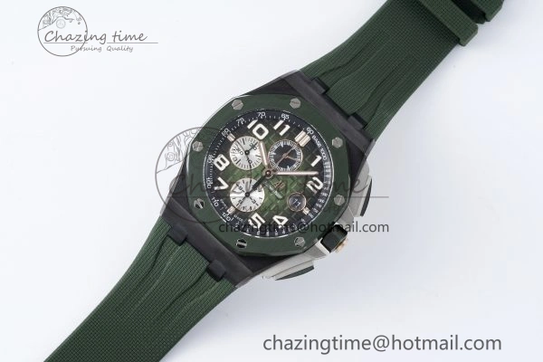Royal Oak Offshore 2020 44mm APF 1:1 Best Edition Green Ceramic Bezel on Rubber Strap A3126