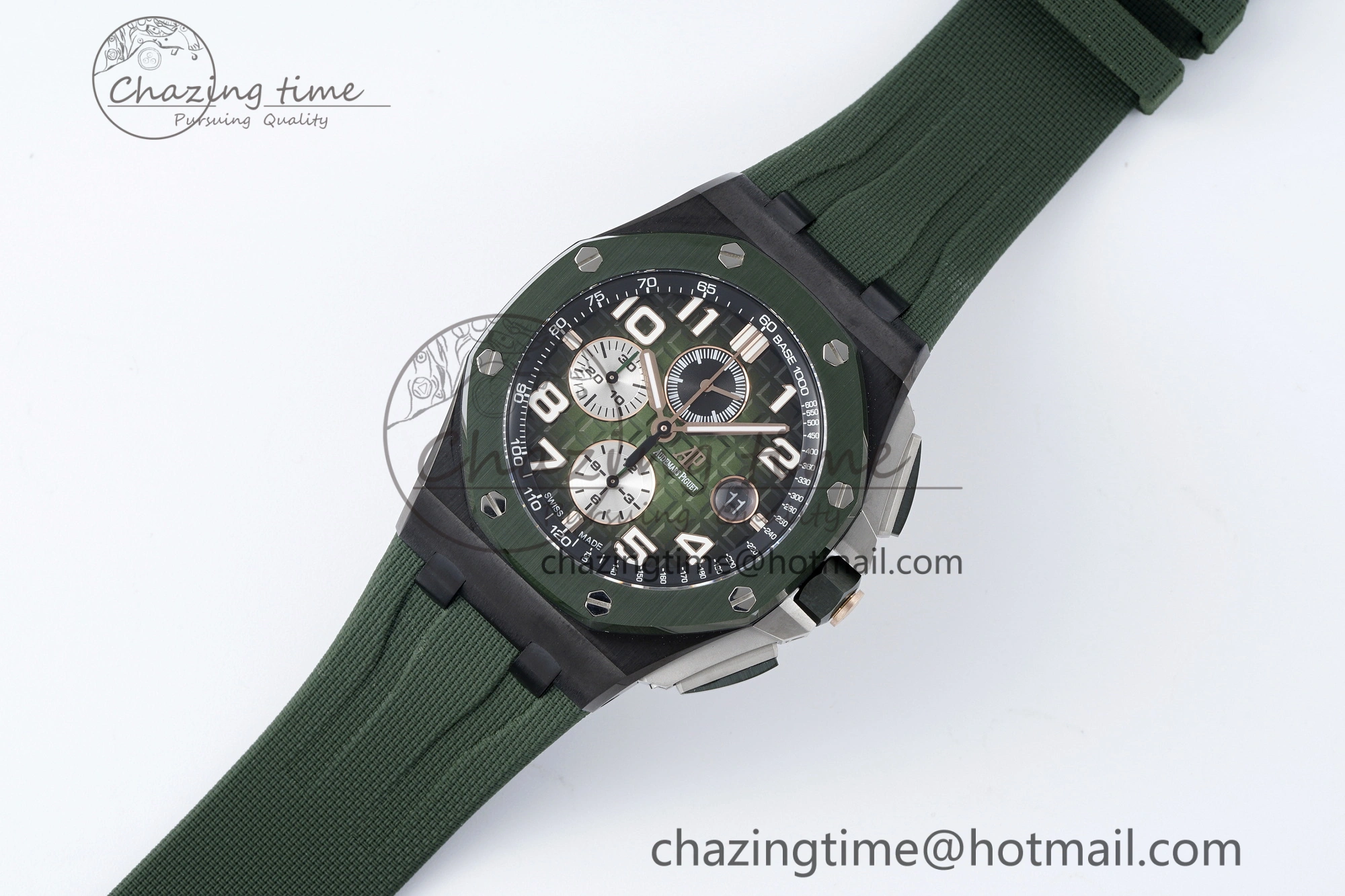 Royal Oak Offshore 2020 44mm APF 1:1 Best Edition Green Ceramic Bezel on Rubber Strap A3126