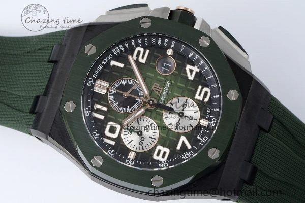 Royal Oak Offshore 2020 44mm APF 1:1 Best Edition Green Ceramic Bezel on Rubber Strap A3126