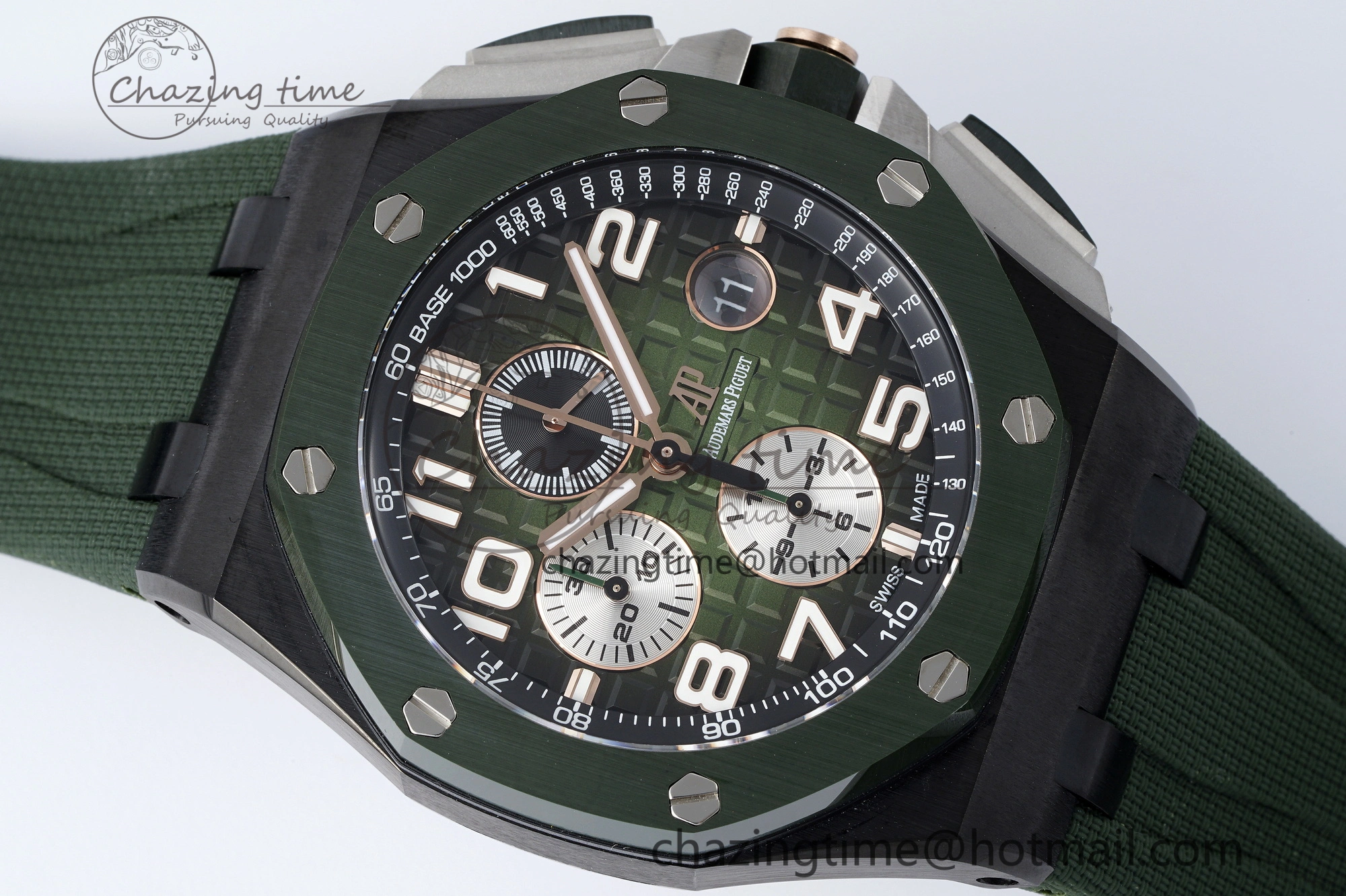 Royal Oak Offshore 2020 44mm APF 1:1 Best Edition Green Ceramic Bezel on Rubber Strap A3126