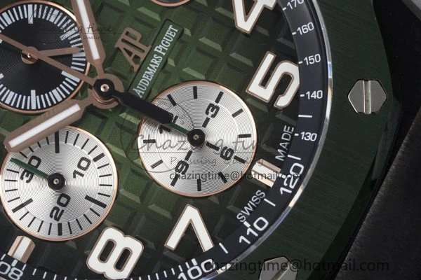 Royal Oak Offshore 2020 44mm APF 1:1 Best Edition Green Ceramic Bezel on Rubber Strap A3126