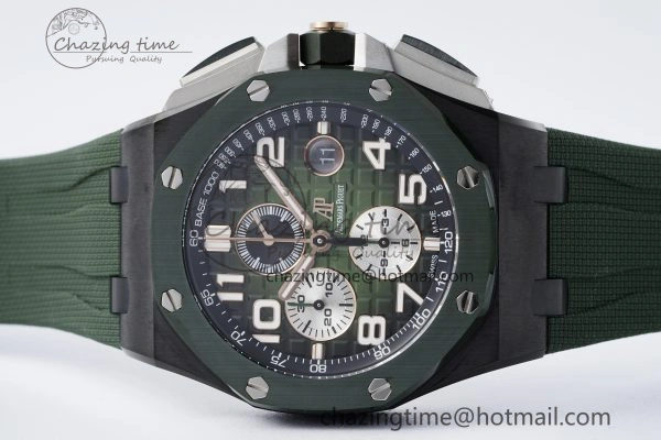 Royal Oak Offshore 2020 44mm APF 1:1 Best Edition Green Ceramic Bezel on Rubber Strap A3126