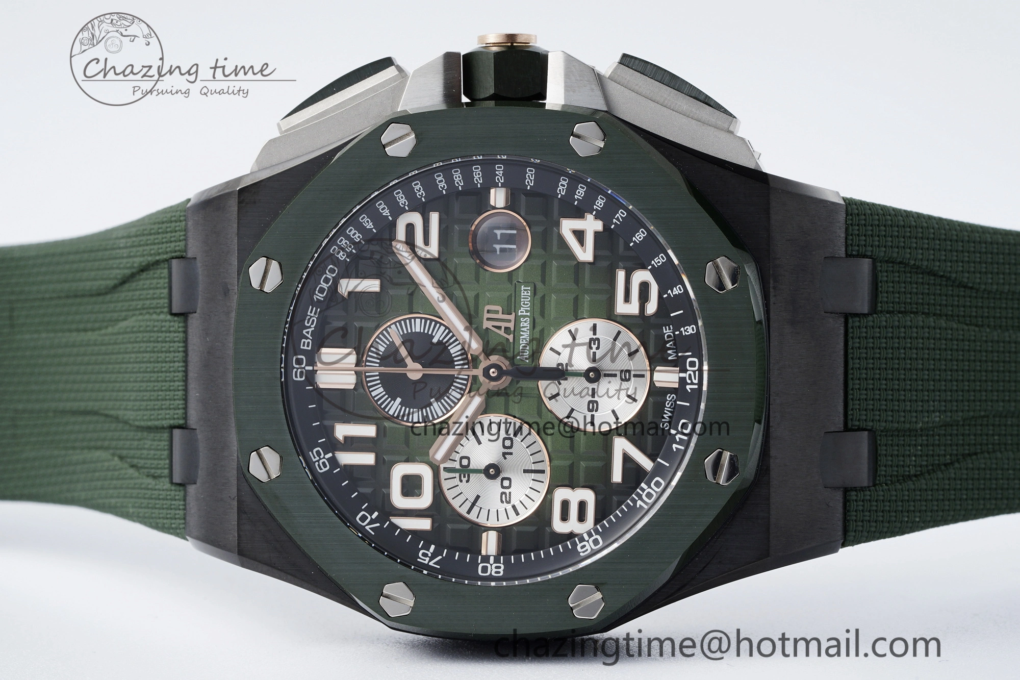 Royal Oak Offshore 2020 44mm APF 1:1 Best Edition Green Ceramic Bezel on Rubber Strap A3126