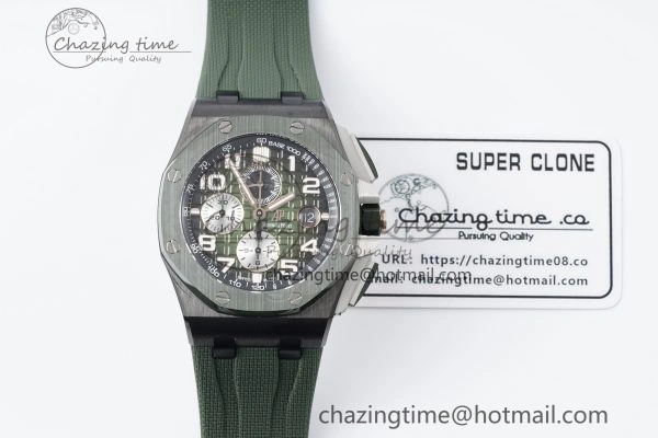 Royal Oak Offshore 2020 44mm APF 1:1 Best Edition Green Ceramic Bezel on Rubber Strap A3126