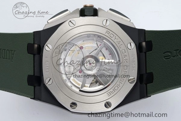 Royal Oak Offshore 2020 44mm APF 1:1 Best Edition Green Ceramic Bezel on Rubber Strap A3126