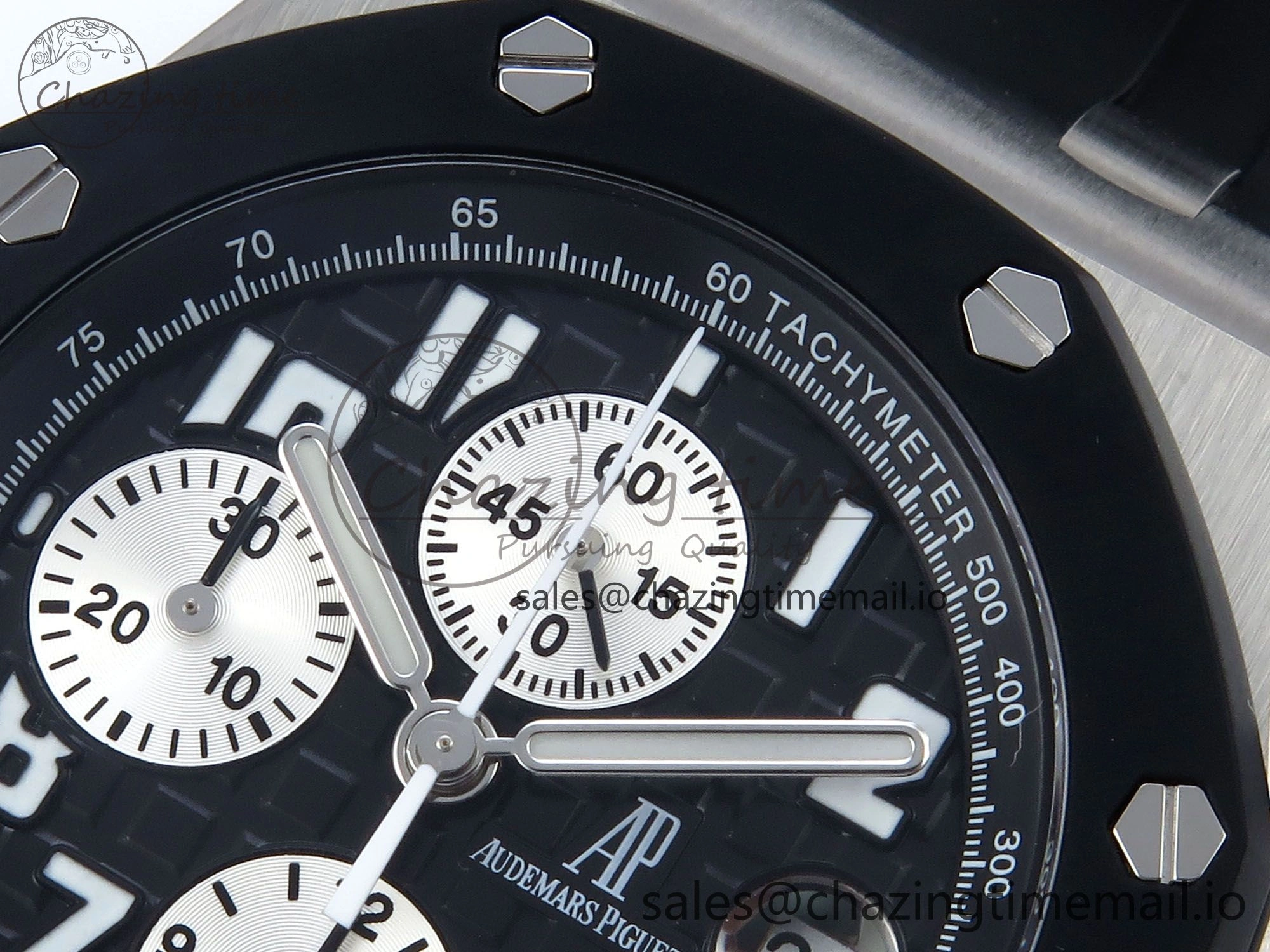 Royal Oak Offshore 42mm  Rubberclad SS TKF 1:1 Best Edition Black White Dial on Black Rubber Strap A3126