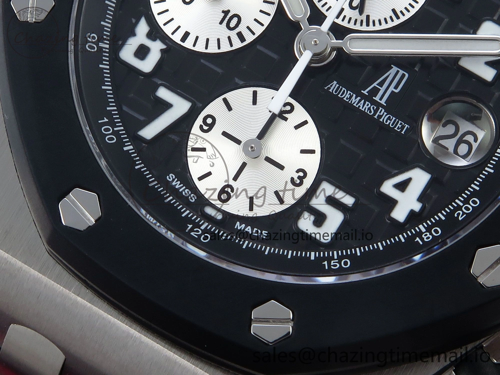 Royal Oak Offshore 42mm  Rubberclad SS TKF 1:1 Best Edition Black White Dial on Black Rubber Strap A3126