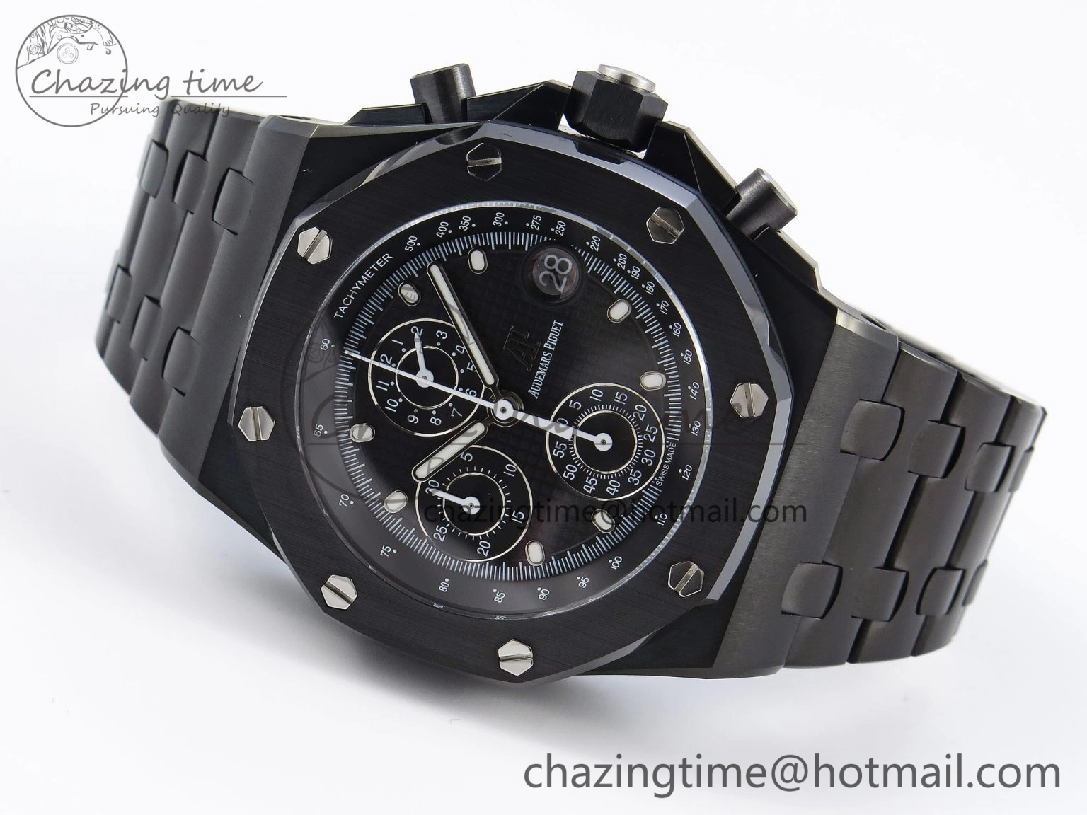 Royal Oak Offshore 42mm Black Ceramic APF 1:1 Best Edition Black Textured Dial on Black Ceramic Bracelet A4404