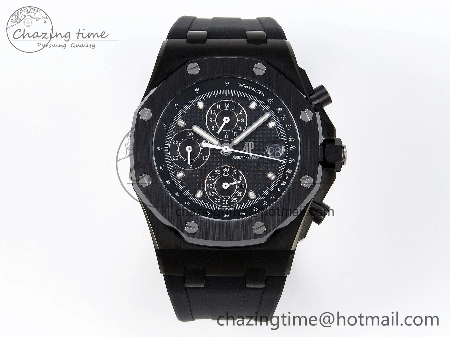 Royal Oak Offshore 42mm Black Ceramic APF 1:1 Best Edition Black Textured Dial on Black Rubber Strap A4404