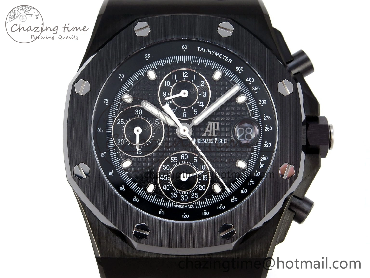 Royal Oak Offshore 42mm Black Ceramic APF 1:1 Best Edition Black Textured Dial on Black Rubber Strap A4404