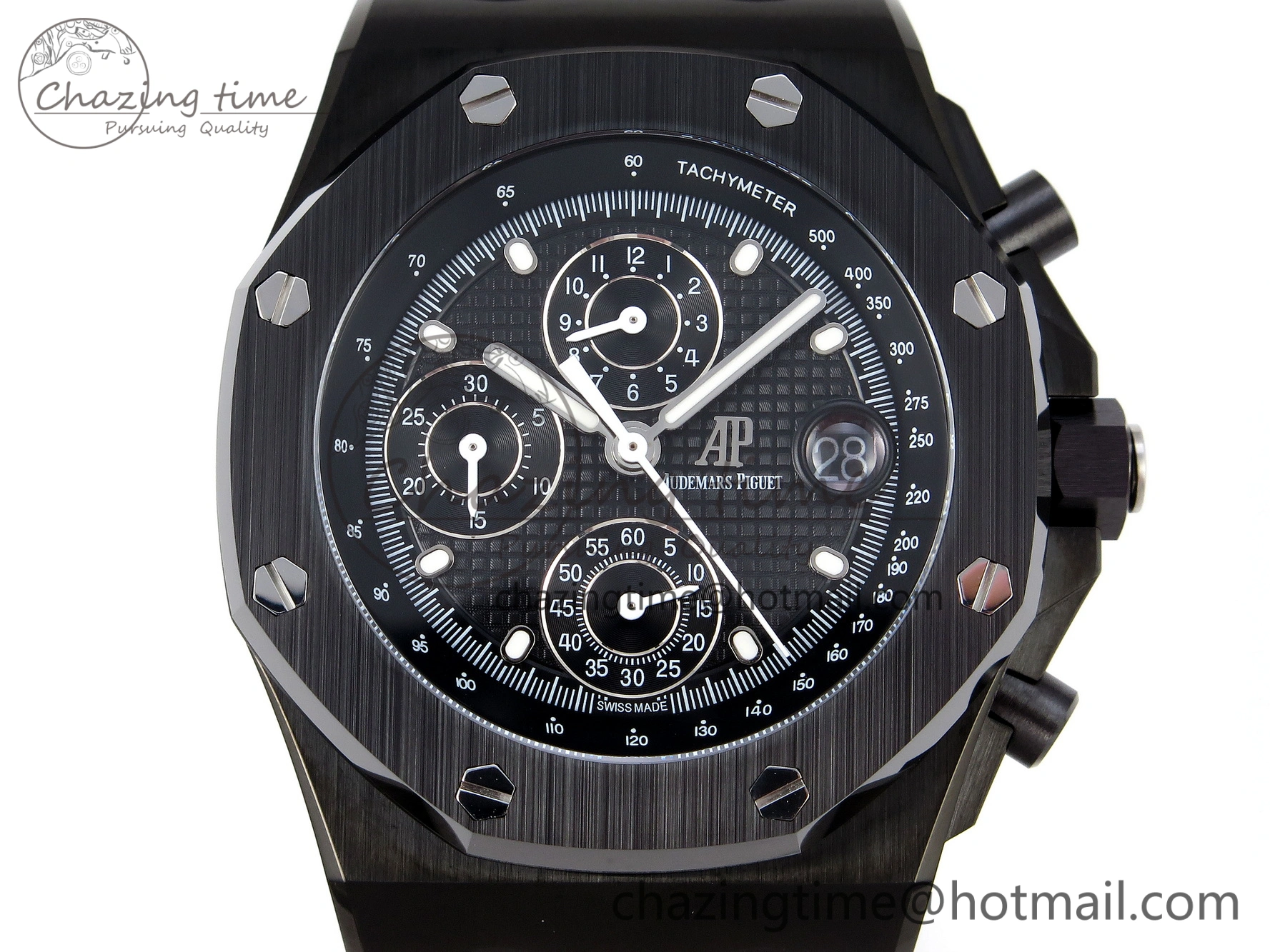 Royal Oak Offshore 42mm Black Ceramic APF 1:1 Best Edition Black Textured Dial on Black Rubber Strap A4404