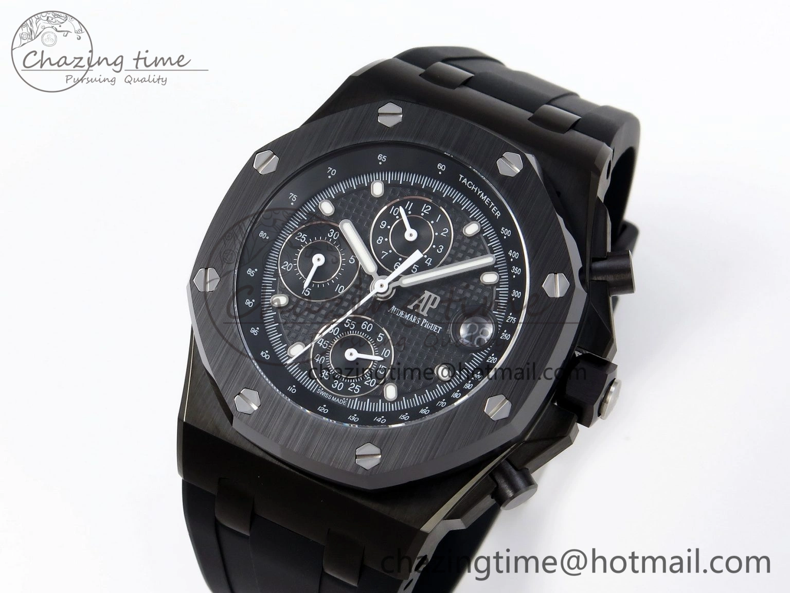 Royal Oak Offshore 42mm Black Ceramic APF 1:1 Best Edition Black Textured Dial on Black Rubber Strap A4404