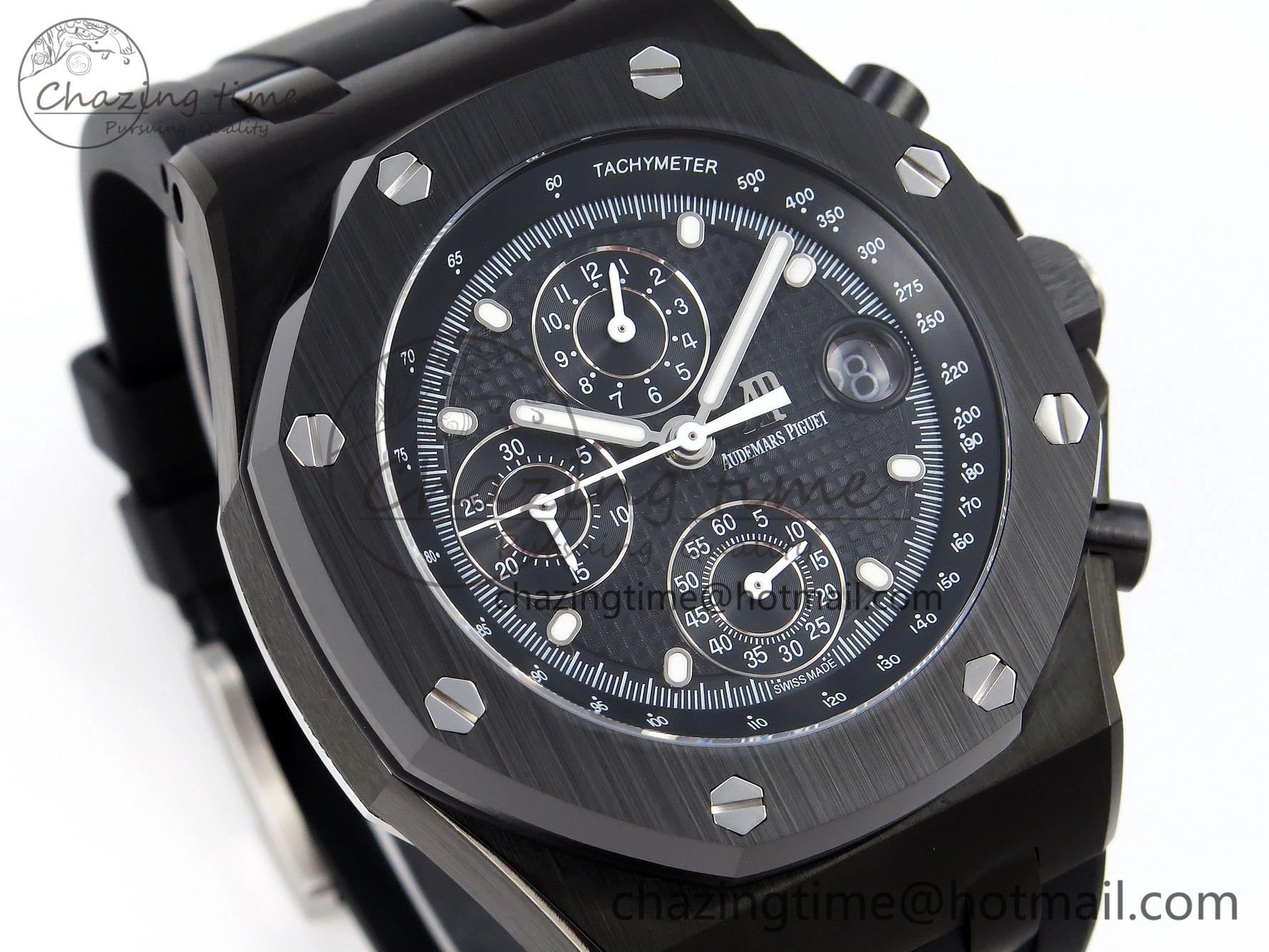 Royal Oak Offshore 42mm Black Ceramic APF 1:1 Best Edition Black Textured Dial on Black Rubber Strap A4404