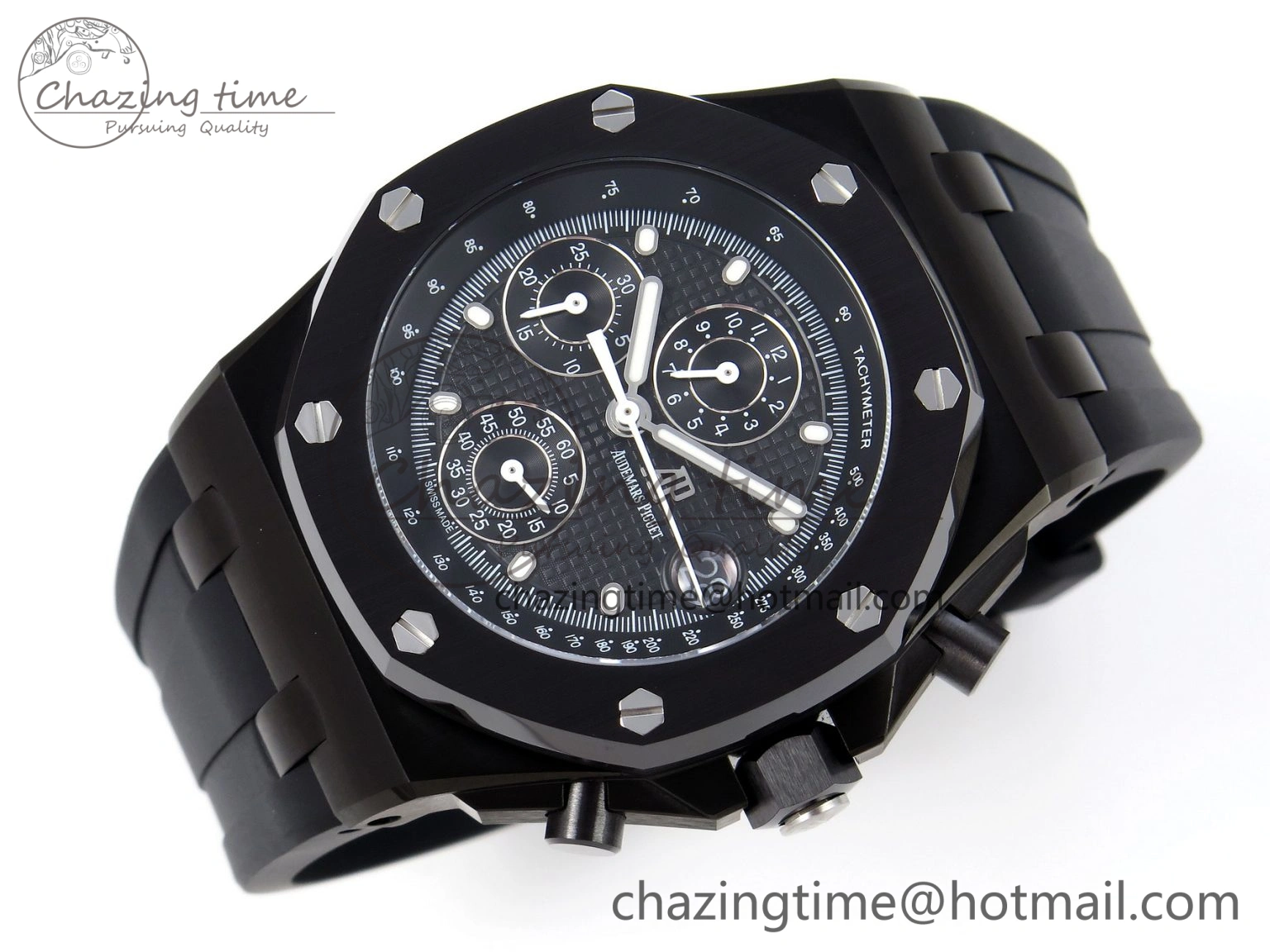 Royal Oak Offshore 42mm Black Ceramic APF 1:1 Best Edition Black Textured Dial on Black Rubber Strap A4404