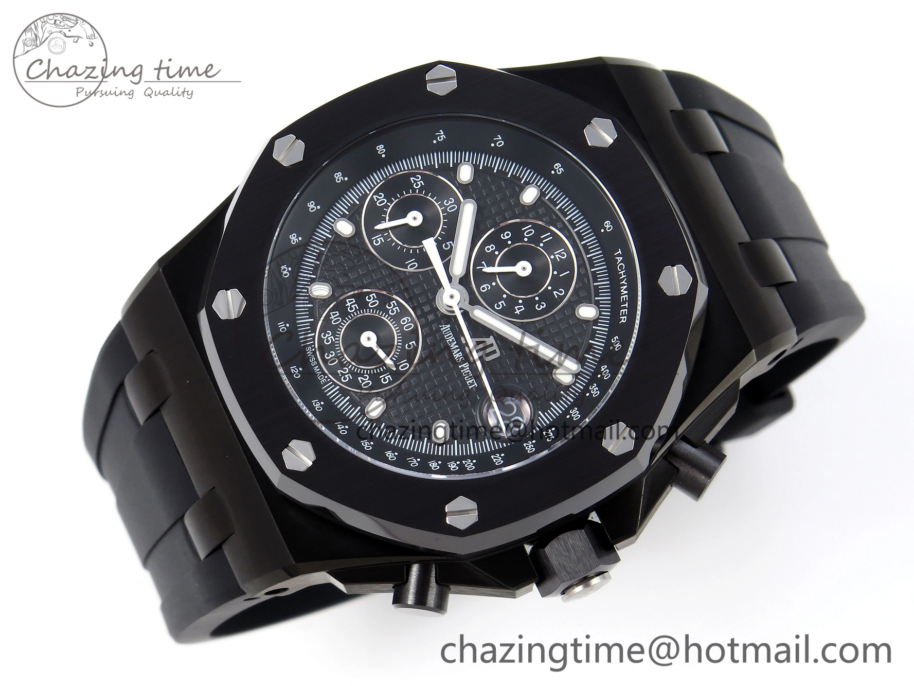 Royal Oak Offshore 42mm Black Ceramic APF 1:1 Best Edition Black Textured Dial on Black Rubber Strap A4404