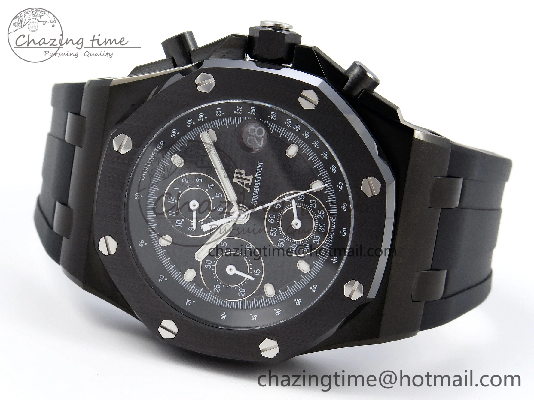 Royal Oak Offshore 42mm Black Ceramic APF 1:1 Best Edition Black Textured Dial on Black Rubber Strap A4404
