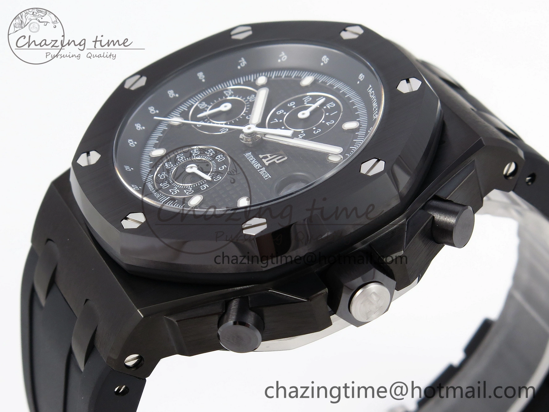Royal Oak Offshore 42mm Black Ceramic APF 1:1 Best Edition Black Textured Dial on Black Rubber Strap A4404