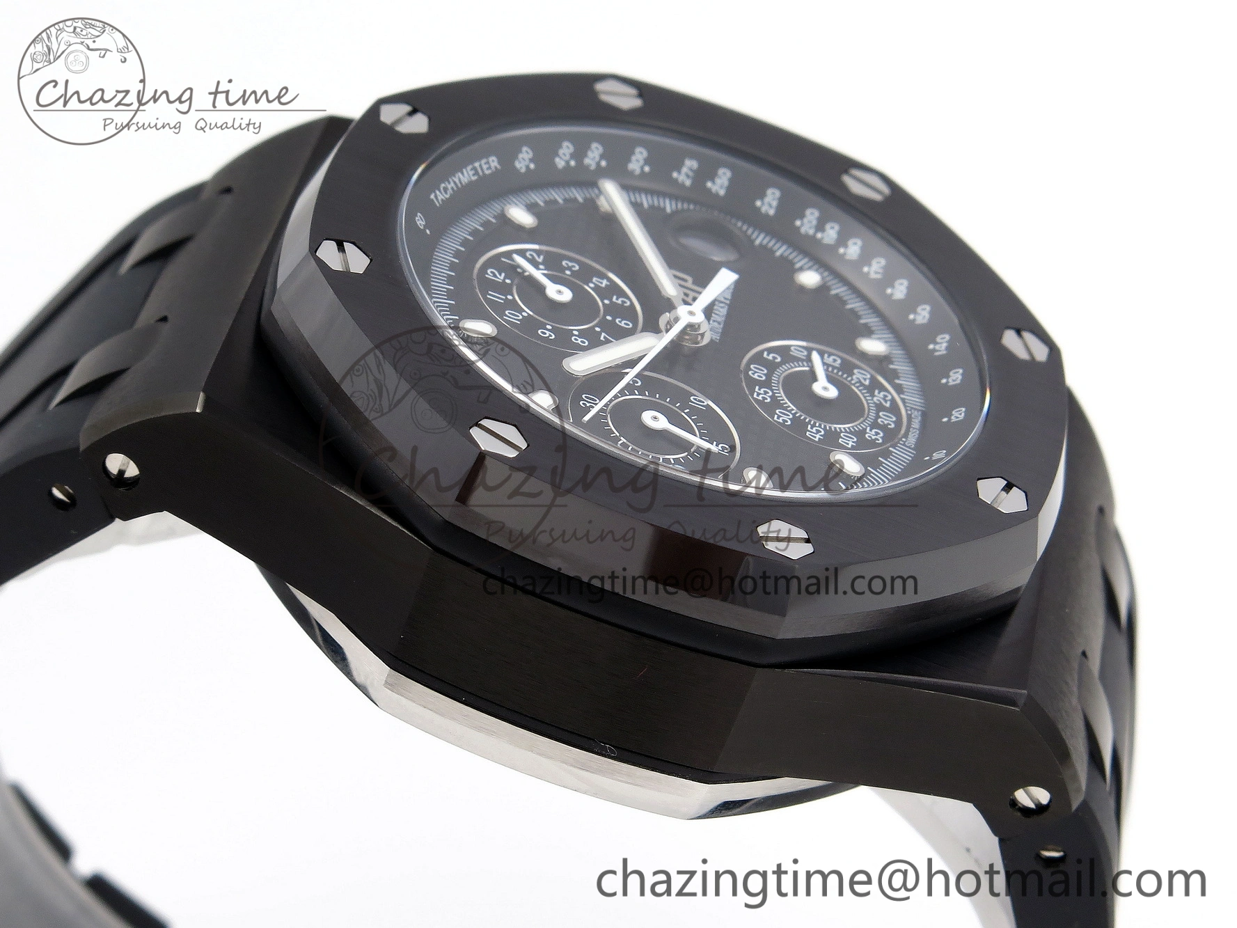 Royal Oak Offshore 42mm Black Ceramic APF 1:1 Best Edition Black Textured Dial on Black Rubber Strap A4404
