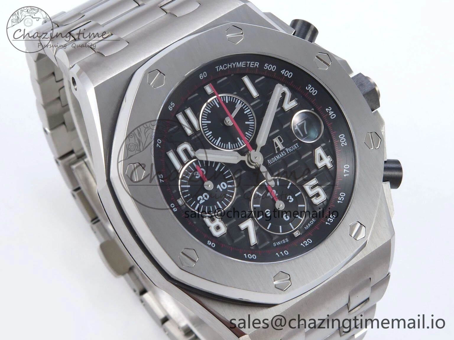 Royal Oak Offshore 42mm Black Themes SS TKF Best Edition Black Dial on SS Bracelet A7750