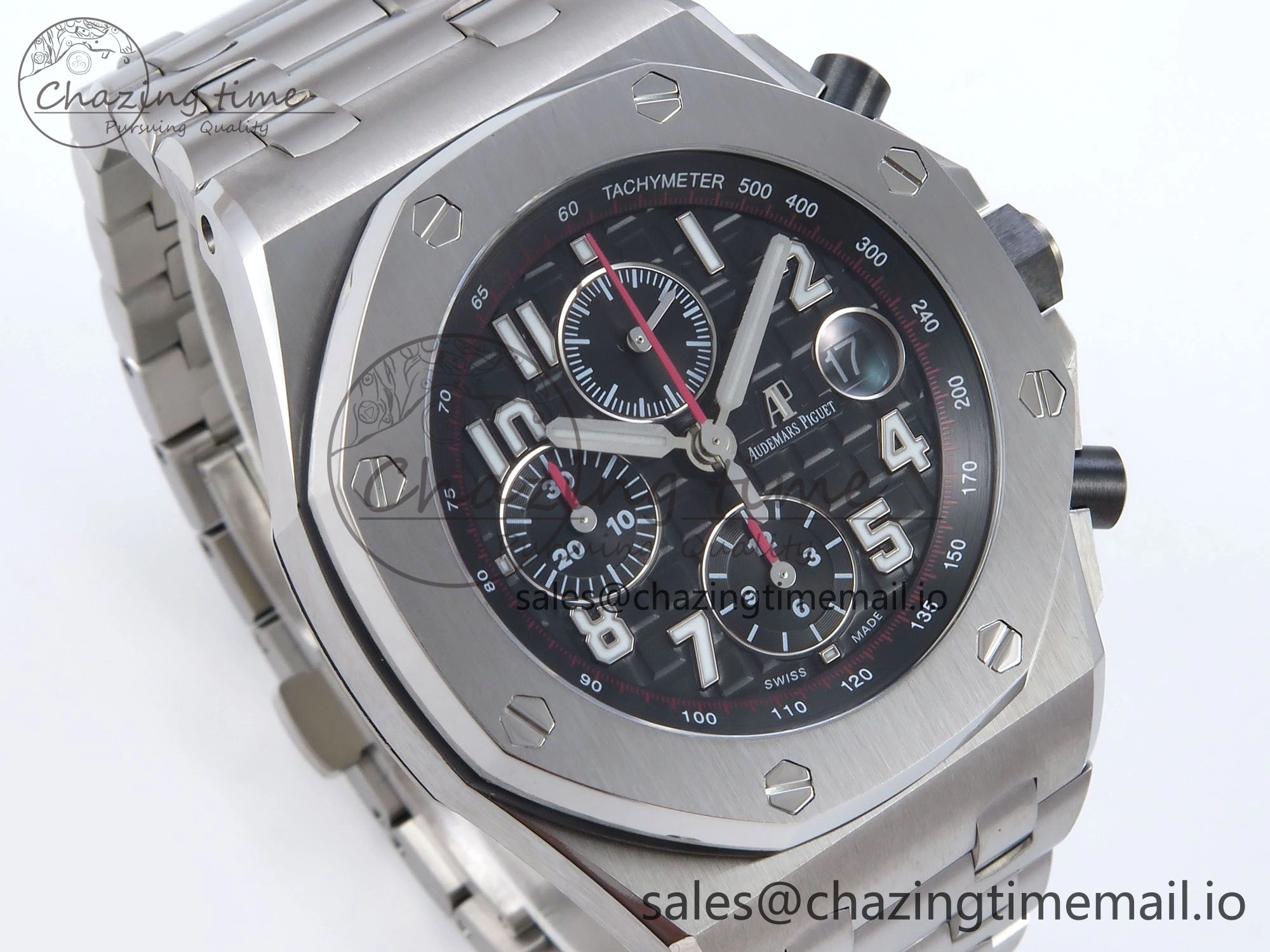 Royal Oak Offshore 42mm Black Themes SS TKF Best Edition Black Dial on SS Bracelet A7750