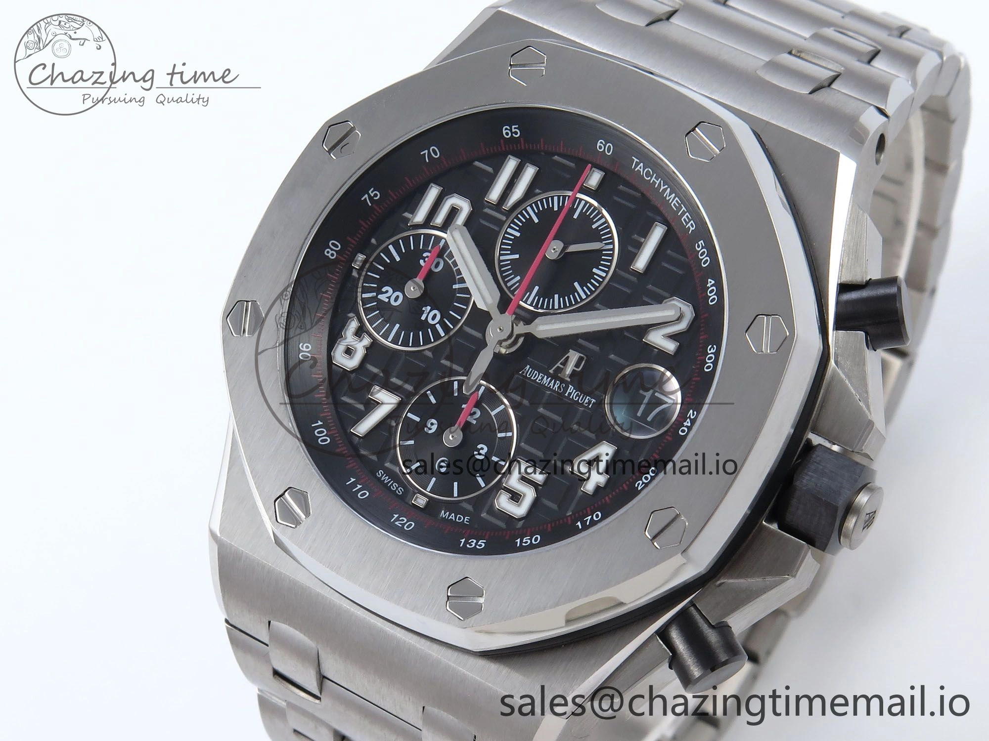 Royal Oak Offshore 42mm Black Themes SS TKF Best Edition Black Dial on SS Bracelet A7750