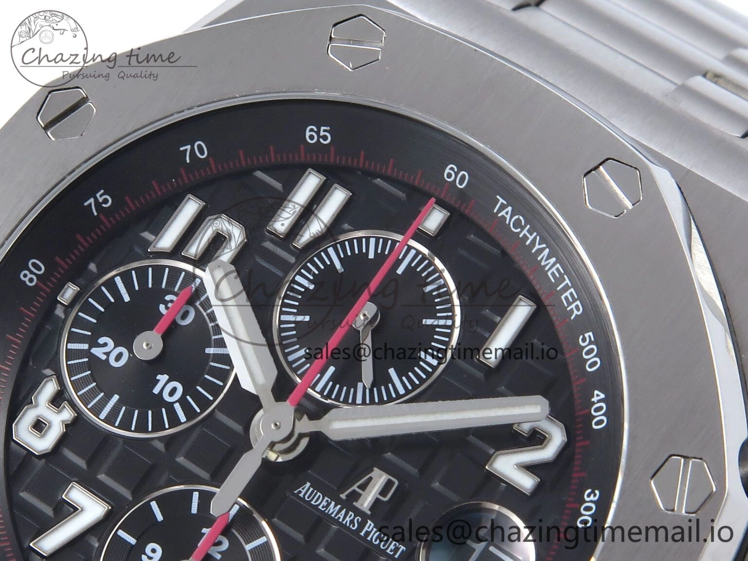 Royal Oak Offshore 42mm Black Themes SS TKF Best Edition Black Dial on SS Bracelet A7750
