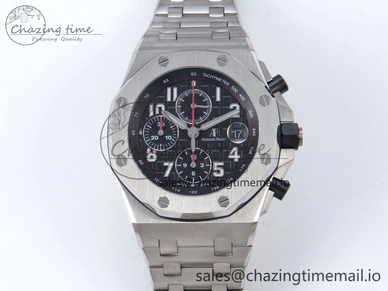 Royal Oak Offshore 42mm Black Themes SS TKF Best Edition Black Dial on SS Bracelet A7750