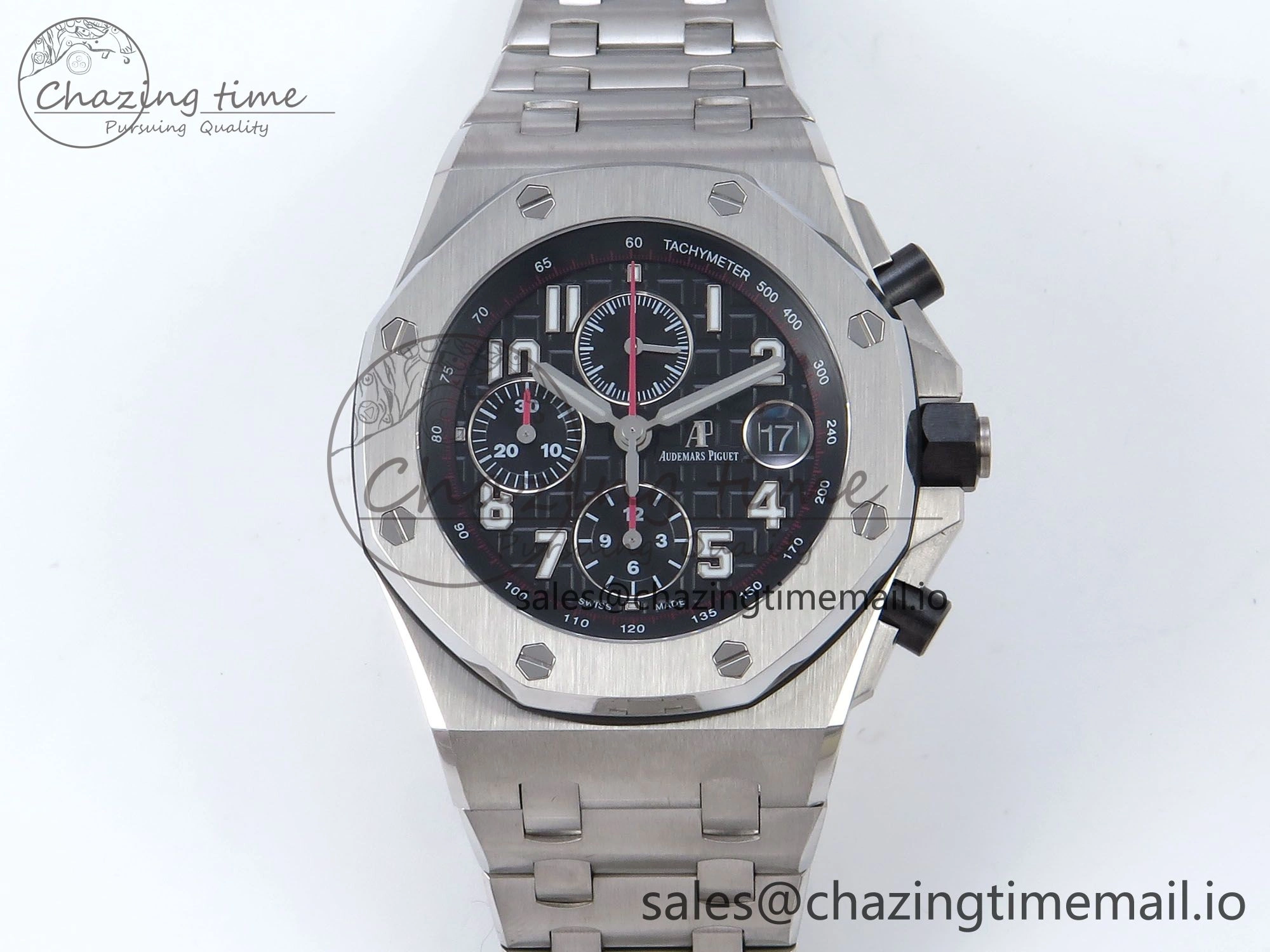 Royal Oak Offshore 42mm Black Themes SS TKF Best Edition Black Dial on SS Bracelet A7750