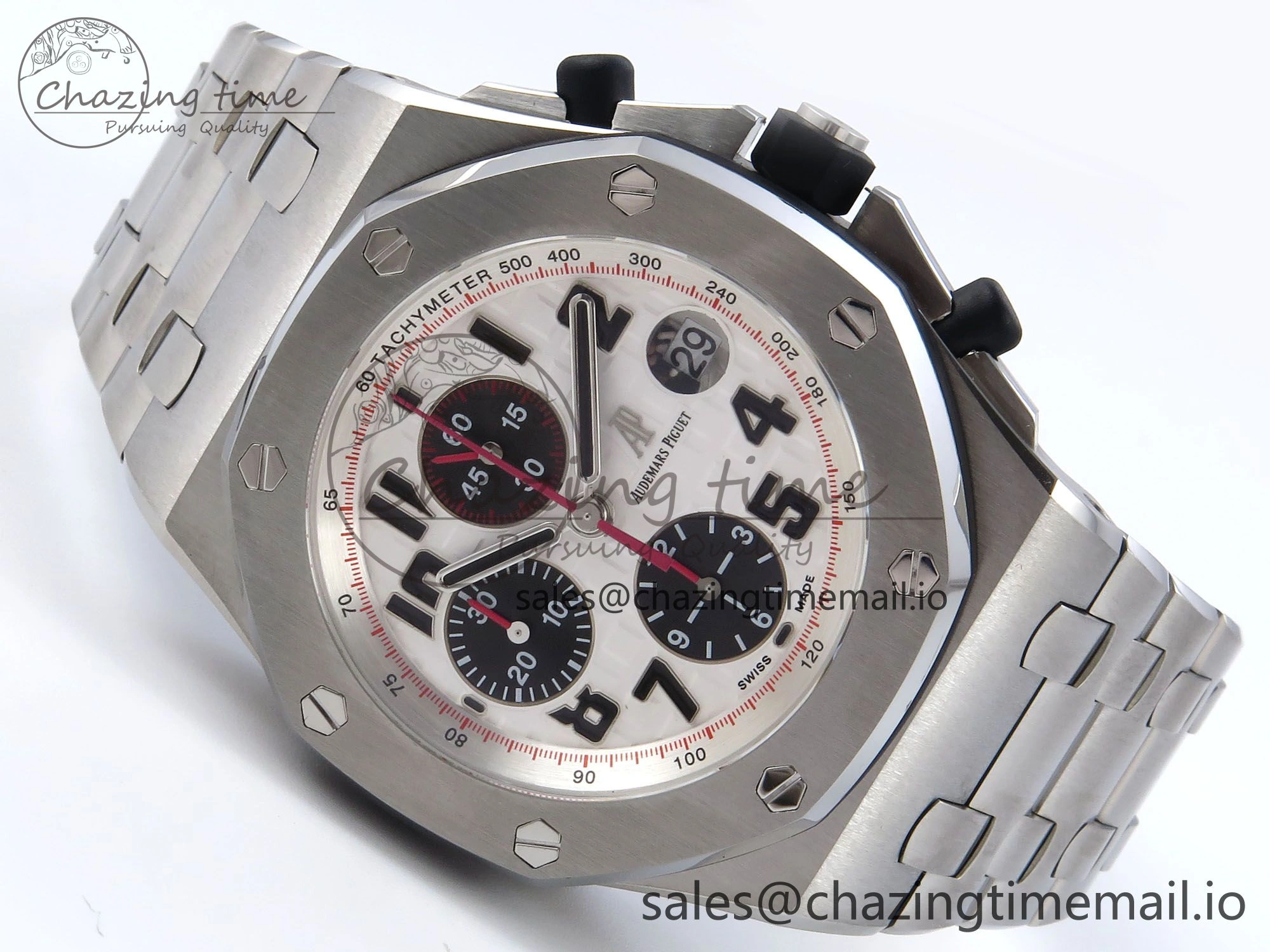 Royal Oak Offshore 42mm Panda SS TKF Best Edition White Black Dial on SS Bracelet A7750
