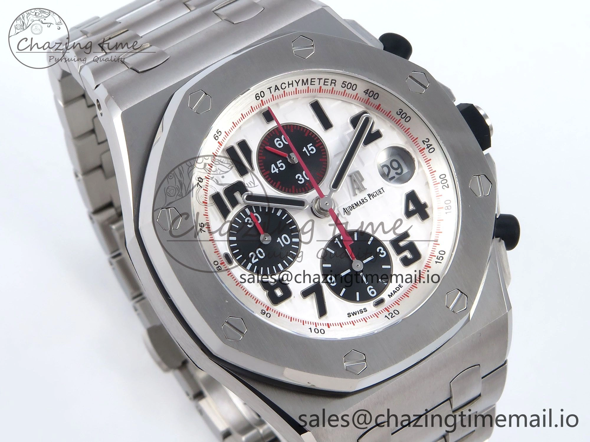 Royal Oak Offshore 42mm Panda SS TKF Best Edition White Black Dial on SS Bracelet A7750