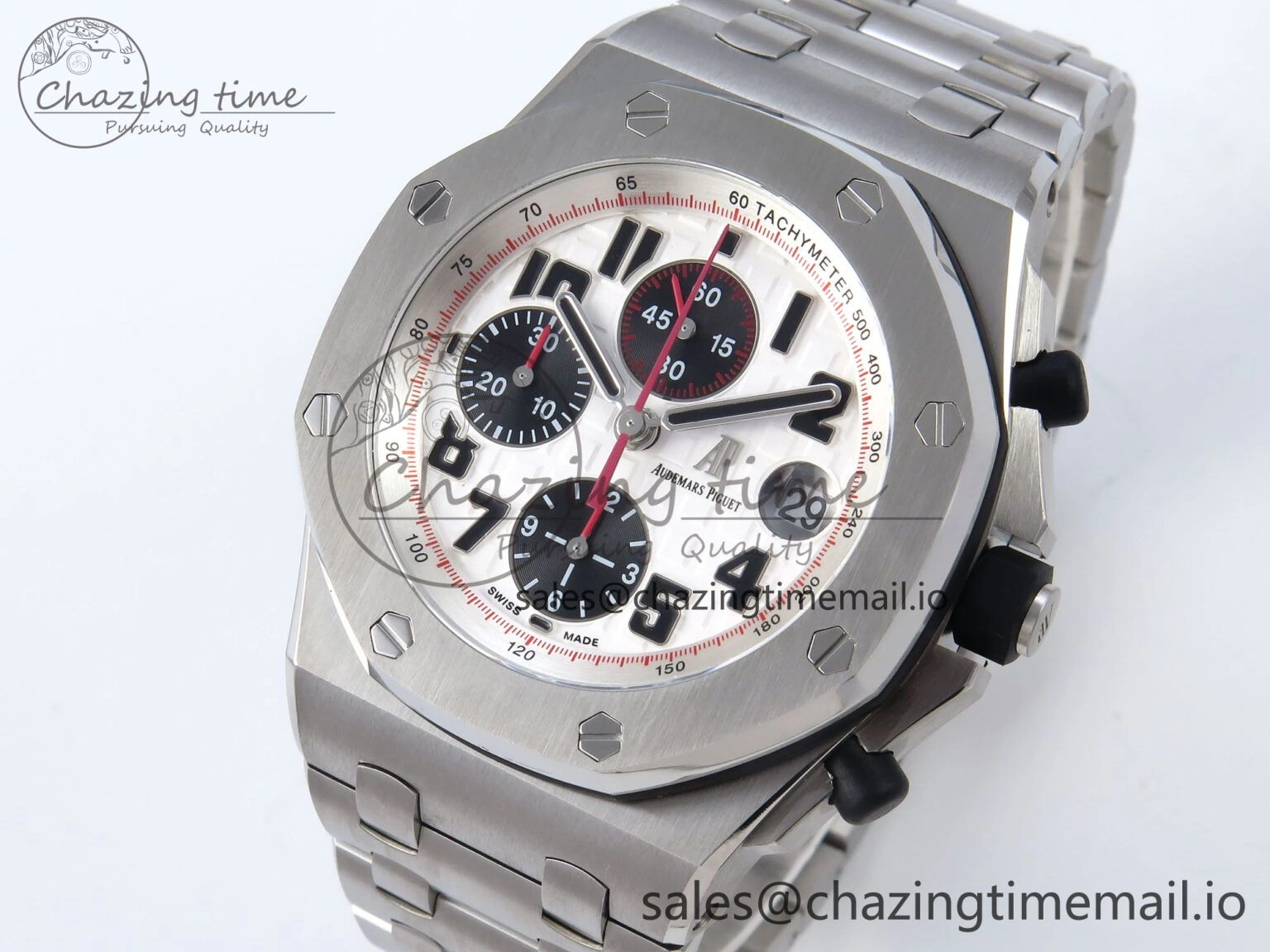 Royal Oak Offshore 42mm Panda SS TKF Best Edition White Black Dial on SS Bracelet A7750