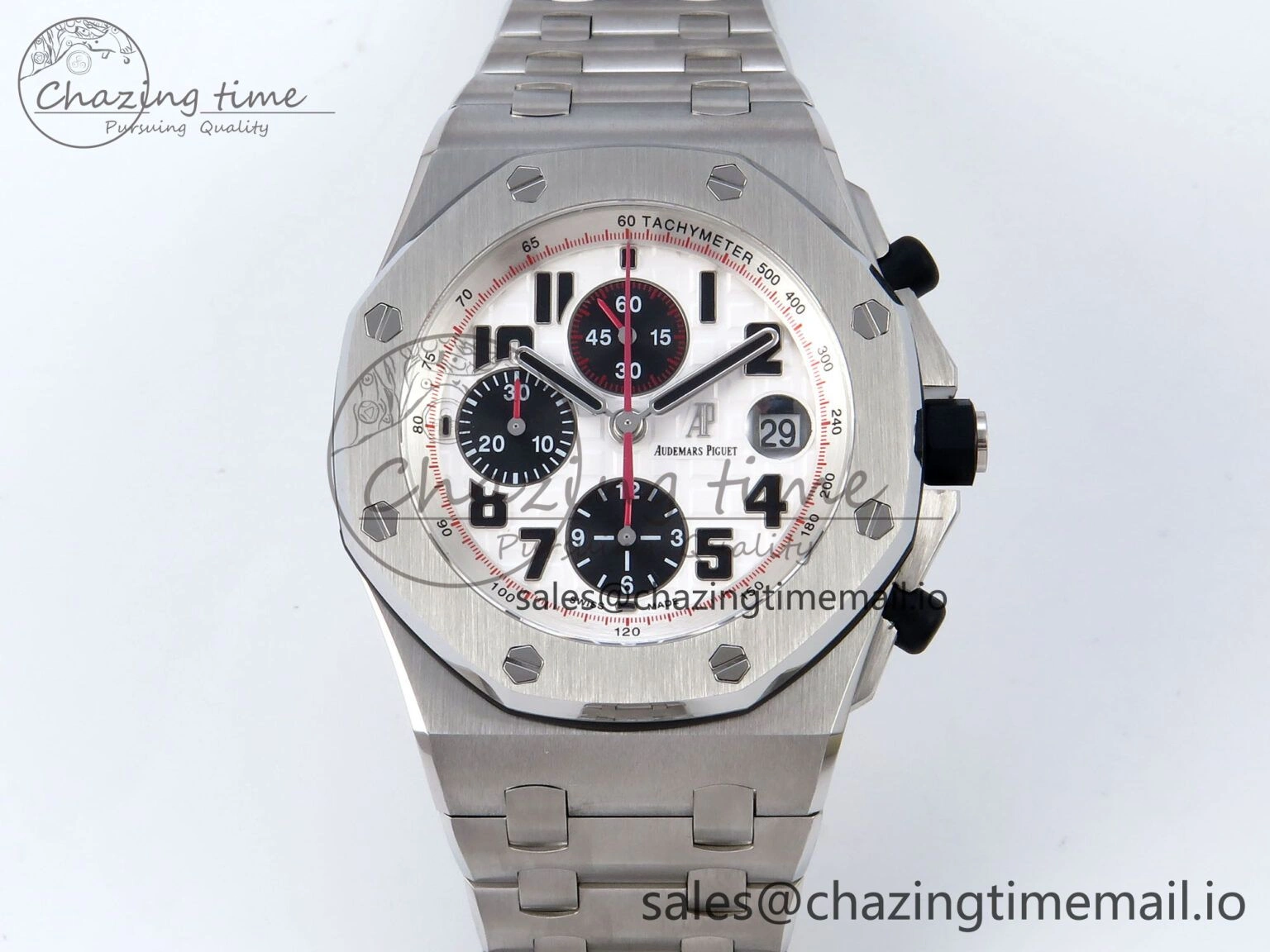 Royal Oak Offshore 42mm Panda SS TKF Best Edition White Black Dial on SS Bracelet A7750