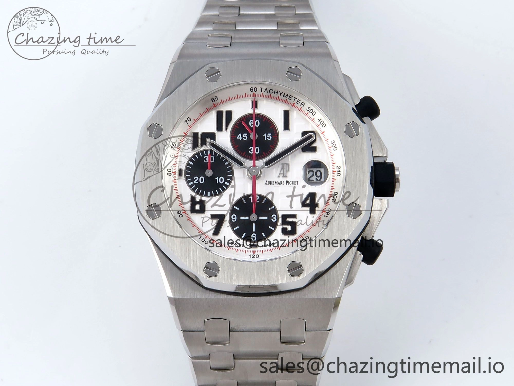 Royal Oak Offshore 42mm Panda SS TKF Best Edition White Black Dial on SS Bracelet A7750