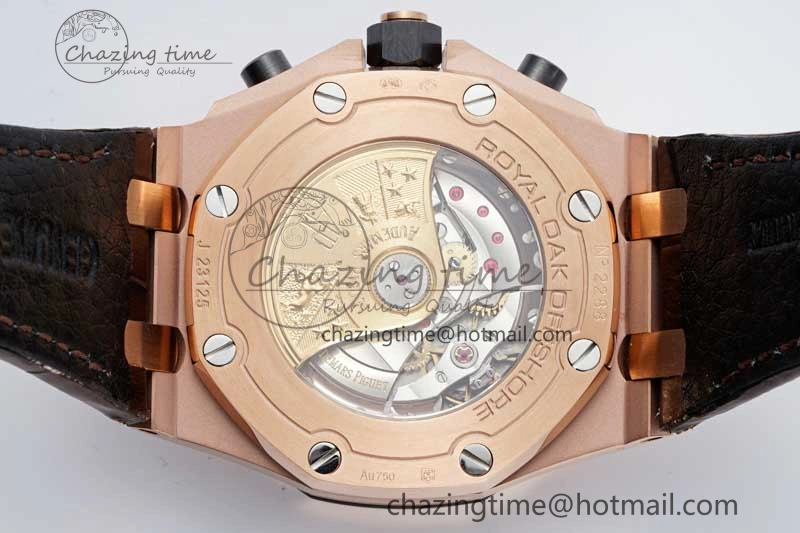 Royal Oak Offshore 42mm RG APF 1:1 Best Edition Black Dial on Brown Leather Strap A3126