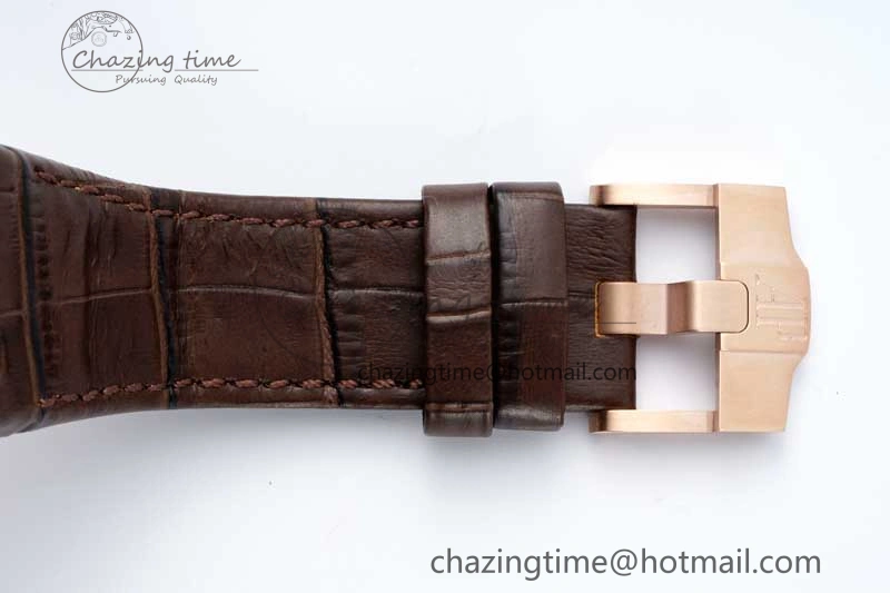 Royal Oak Offshore 42mm RG APF 1:1 Best Edition Black Dial on Brown Leather Strap A3126